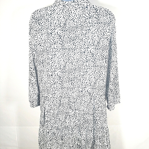 Black and White Dotted Midi Dress PolkaDots Button - Picture 6 of 9